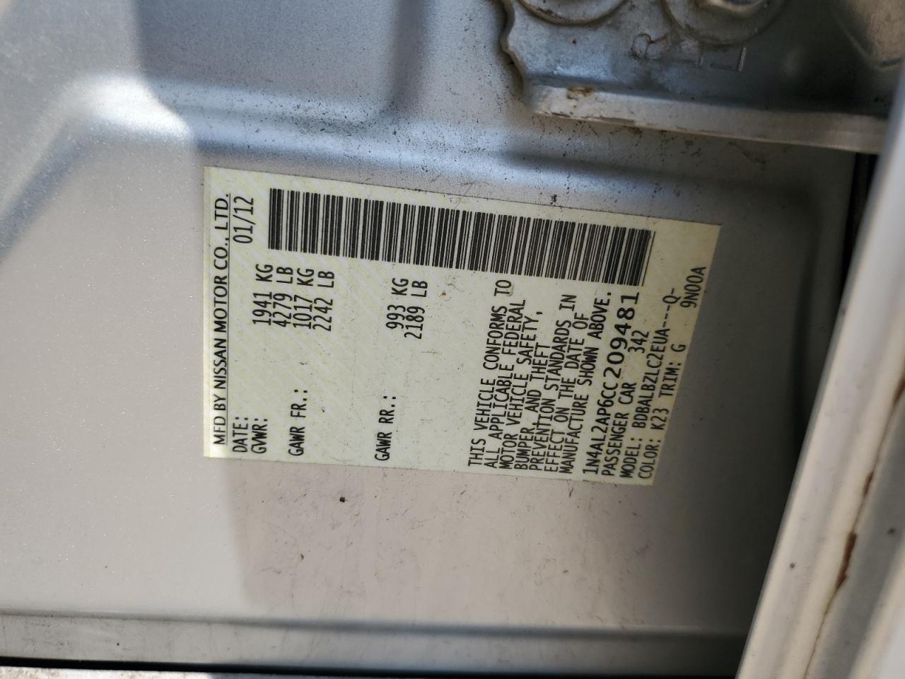 2012 NISS ALTIMA