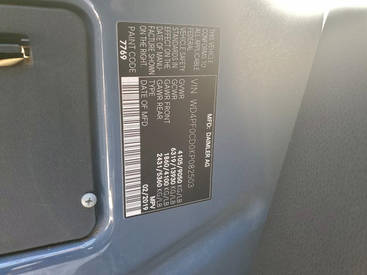 2019 MERCEDES-BENZ SPRINTER