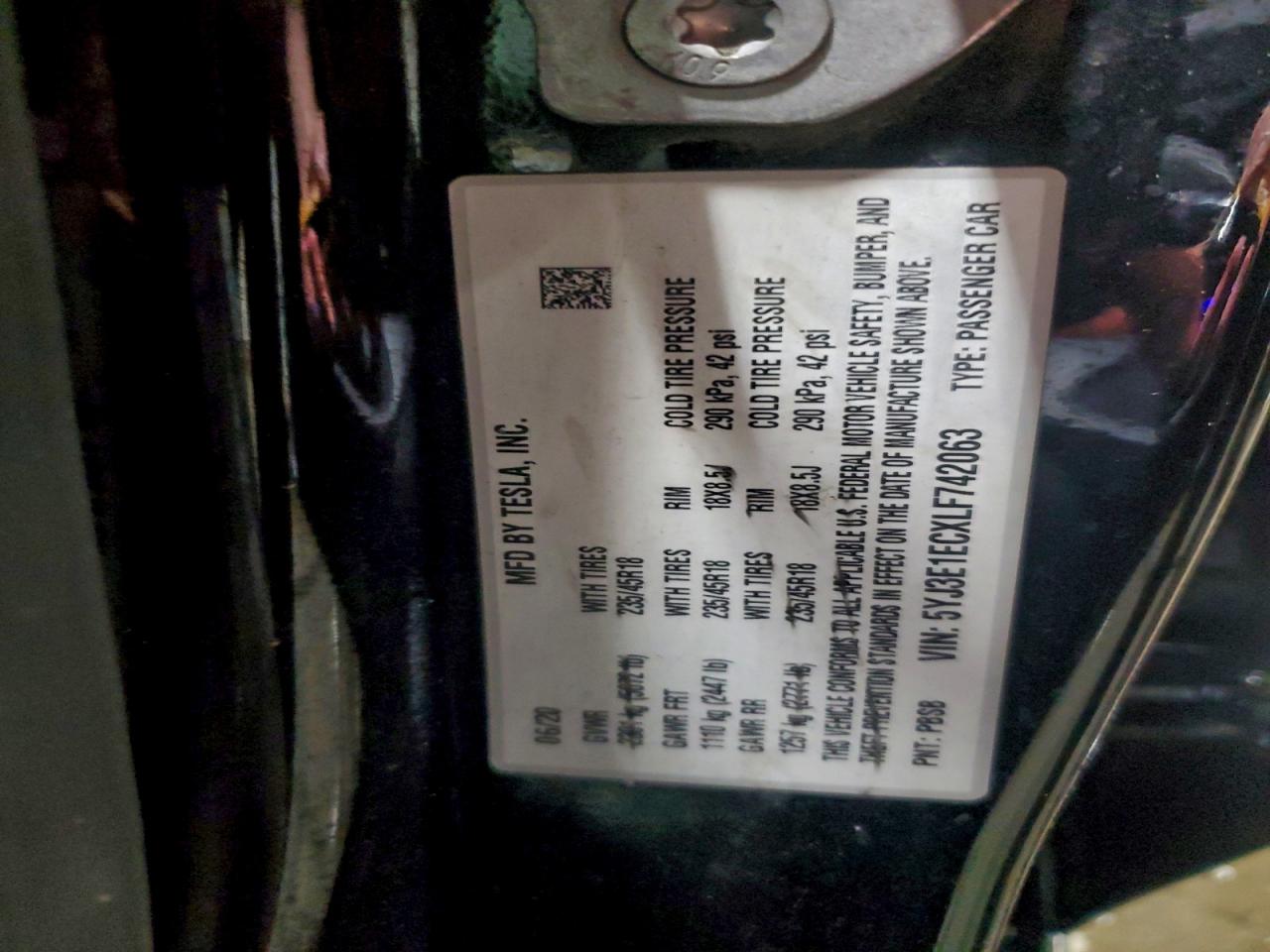 2020 TESLA MODEL 3