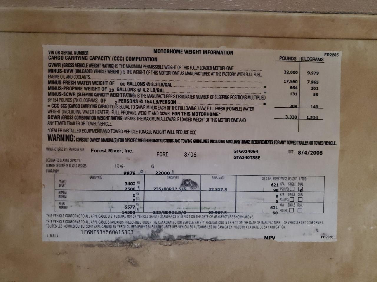 2006 FORD F550