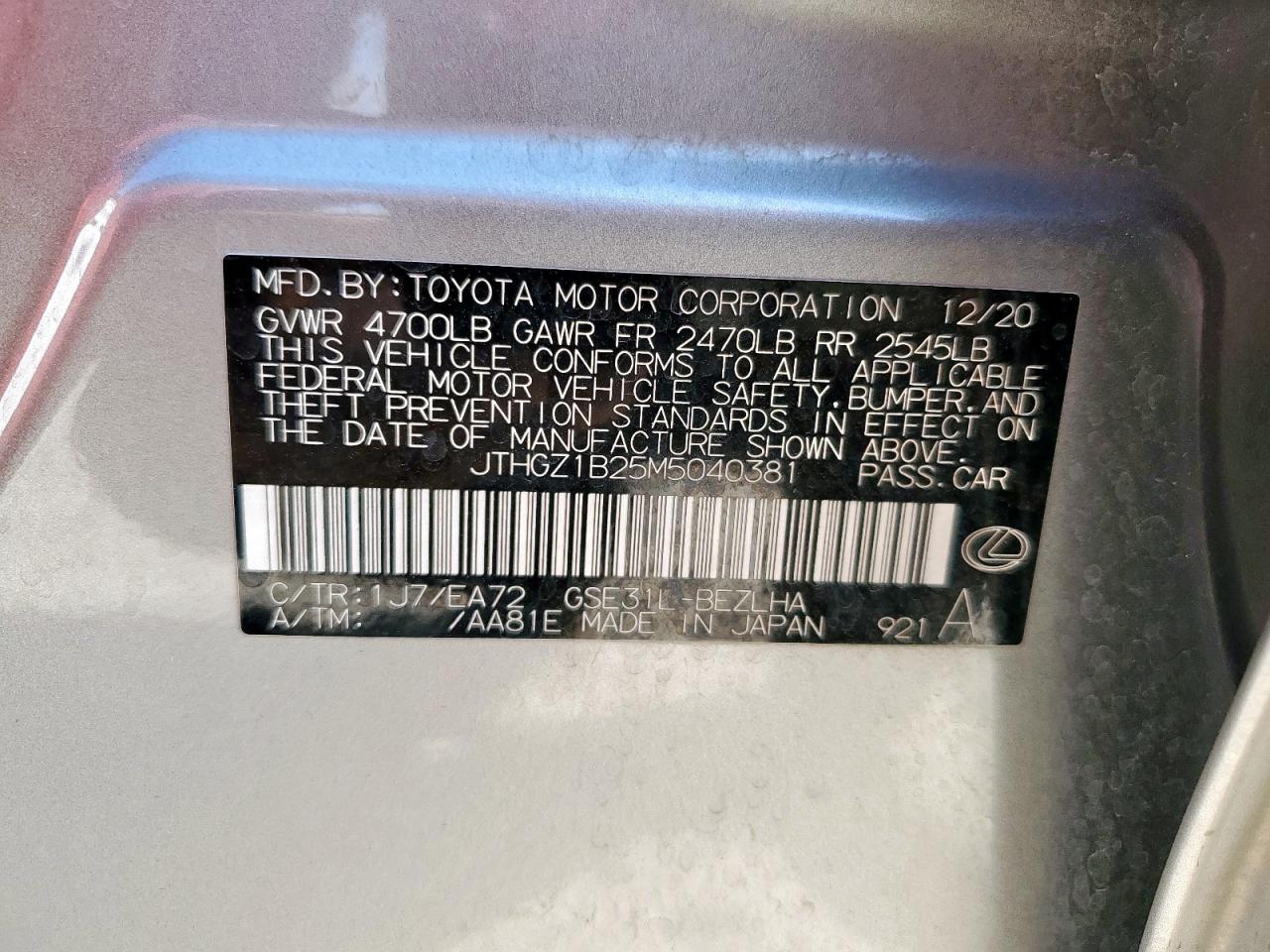 2021 LEXUS IS 350 F S