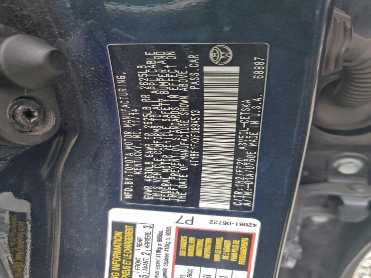 2015 TOYOTA CAMRY