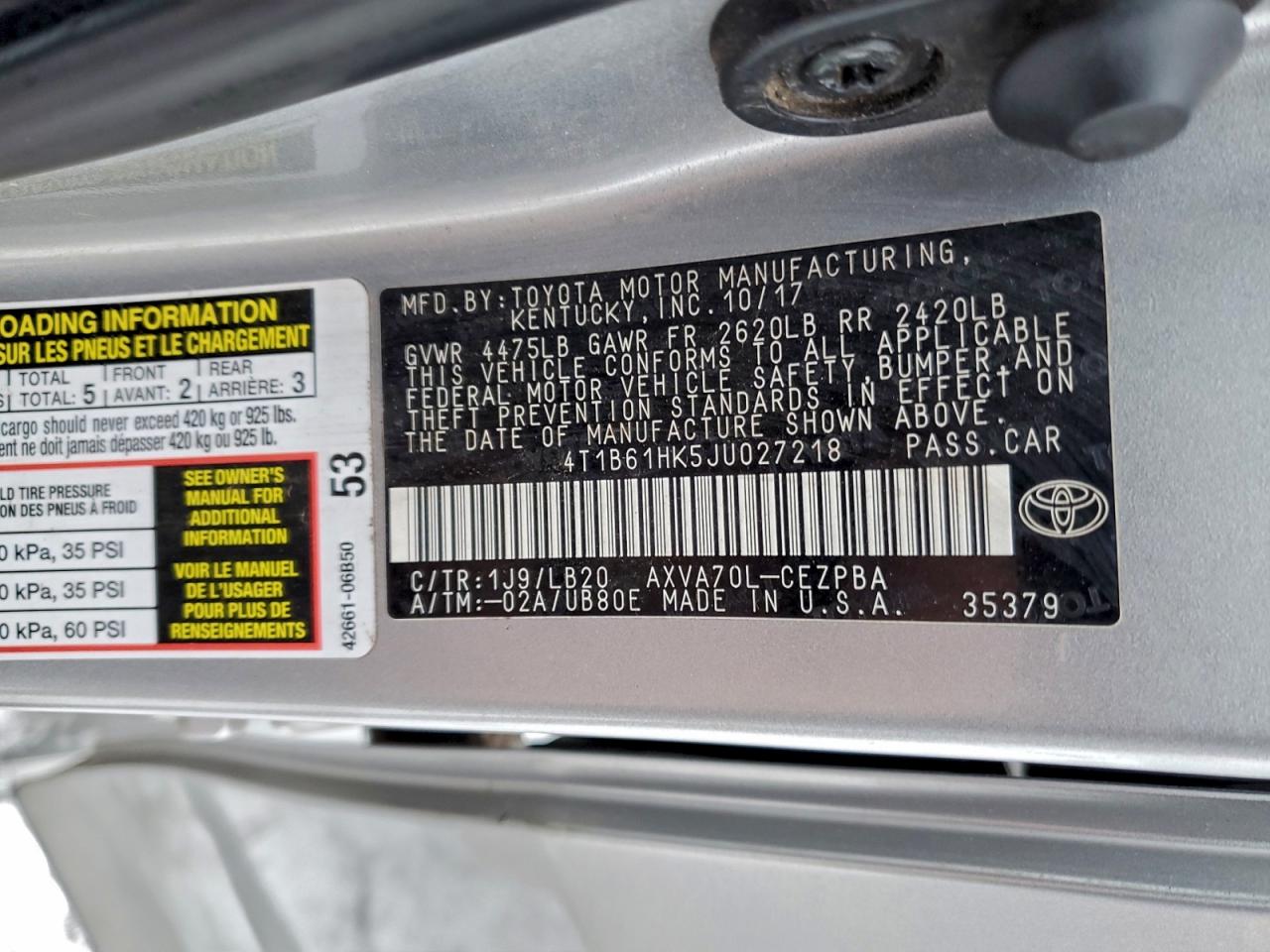 2018 TOYOTA CAMRY