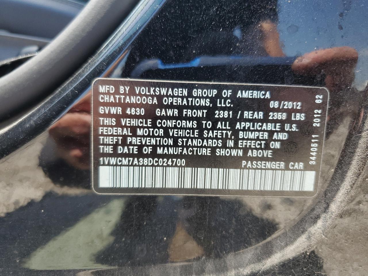 2013 VOLKSWAGEN PASSAT