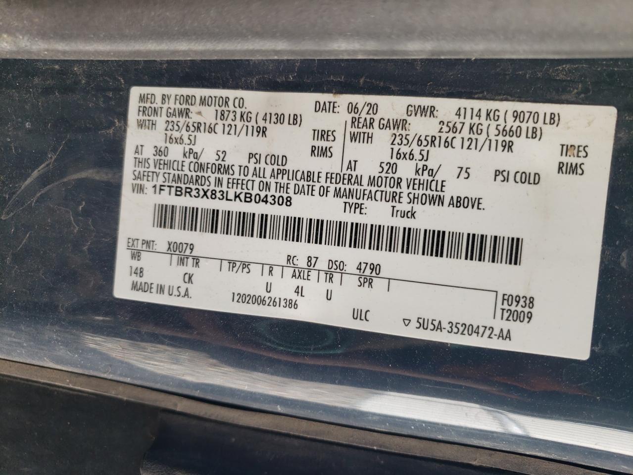 2020 FORD TRANSIT