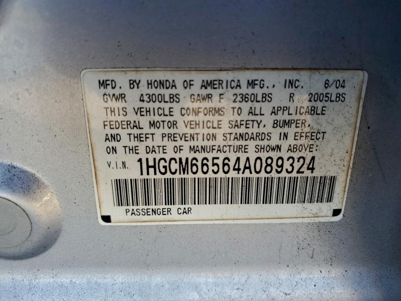 2004 HONDA ACCORD