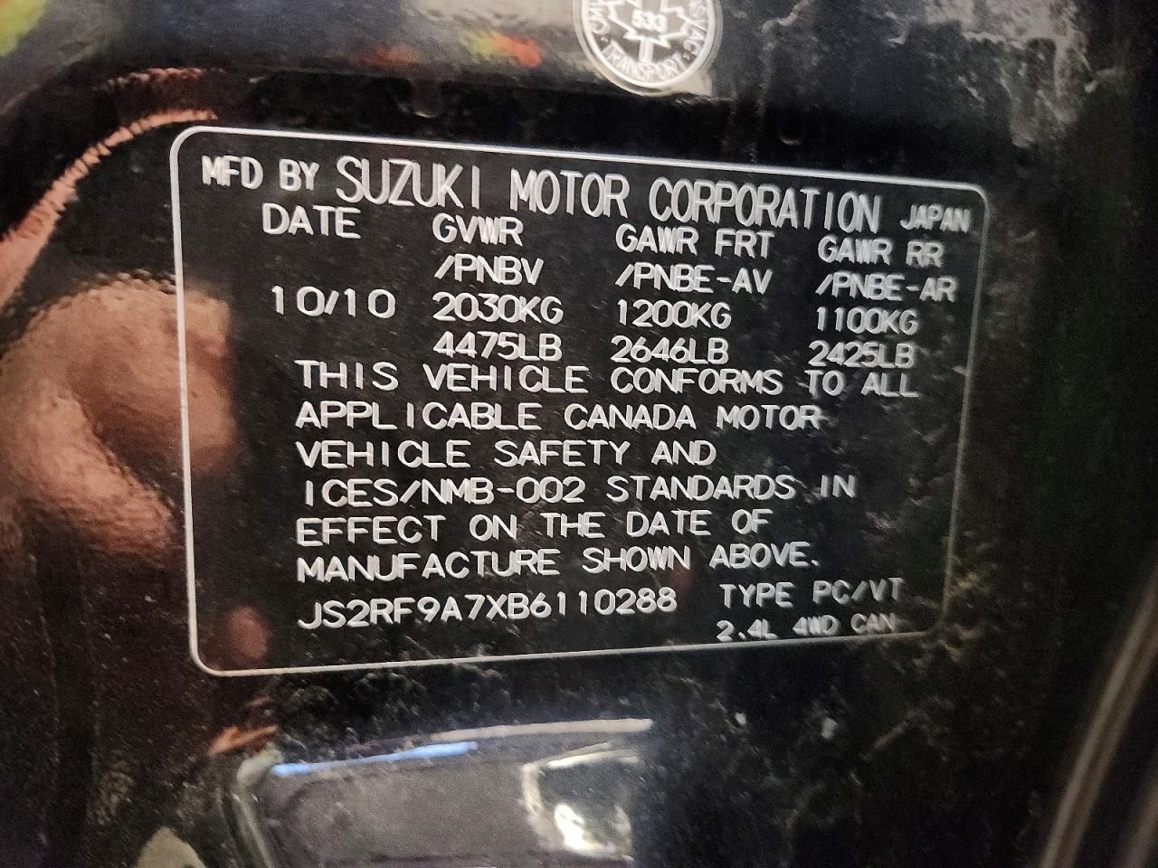 2011 SUZUKI KIZASHI