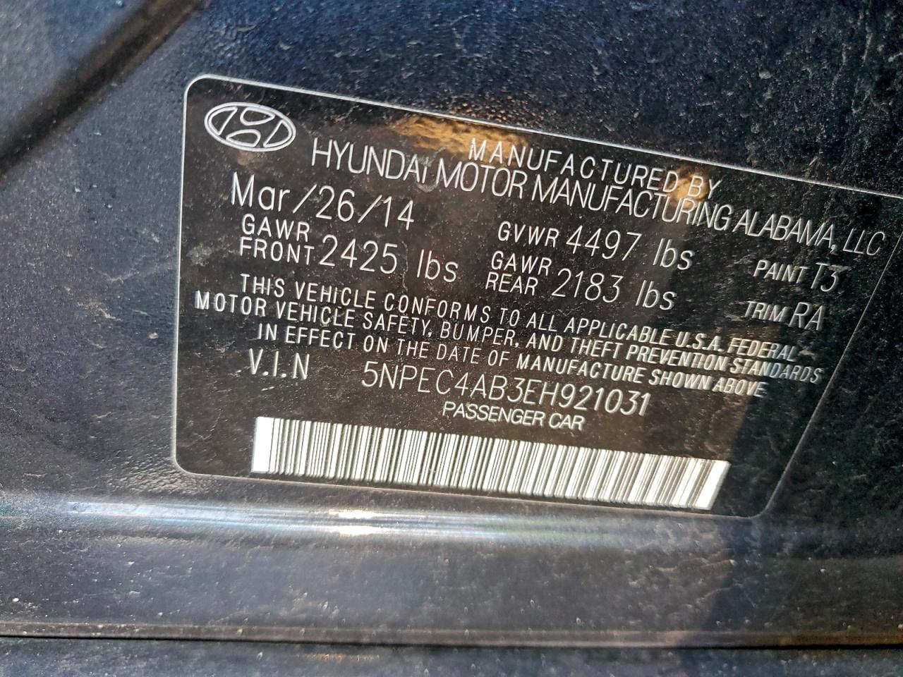 2014 HYUNDAI SONATA