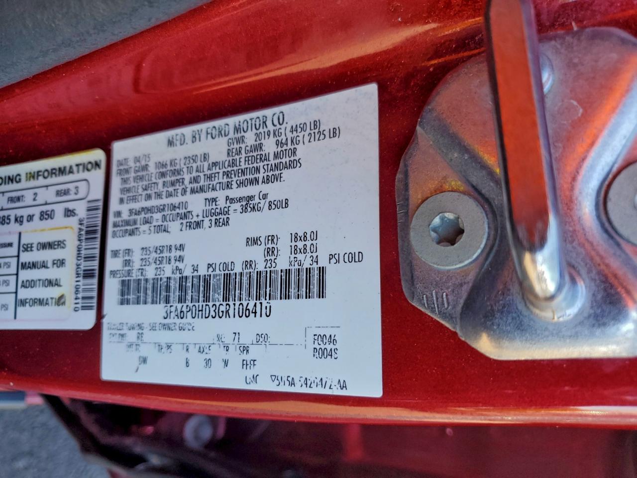 2016 FORD FUSION