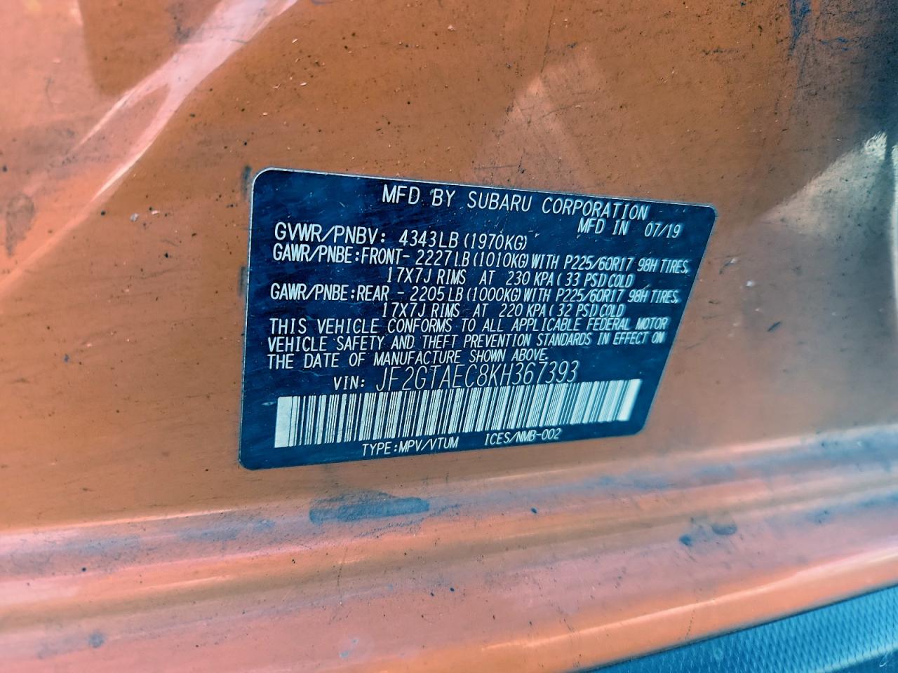 2019 SUBARU CROSSTREK