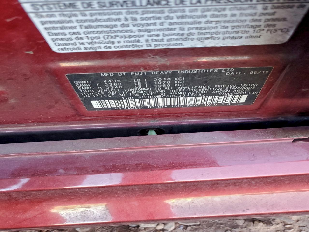 2012 SUBARU LEGACY