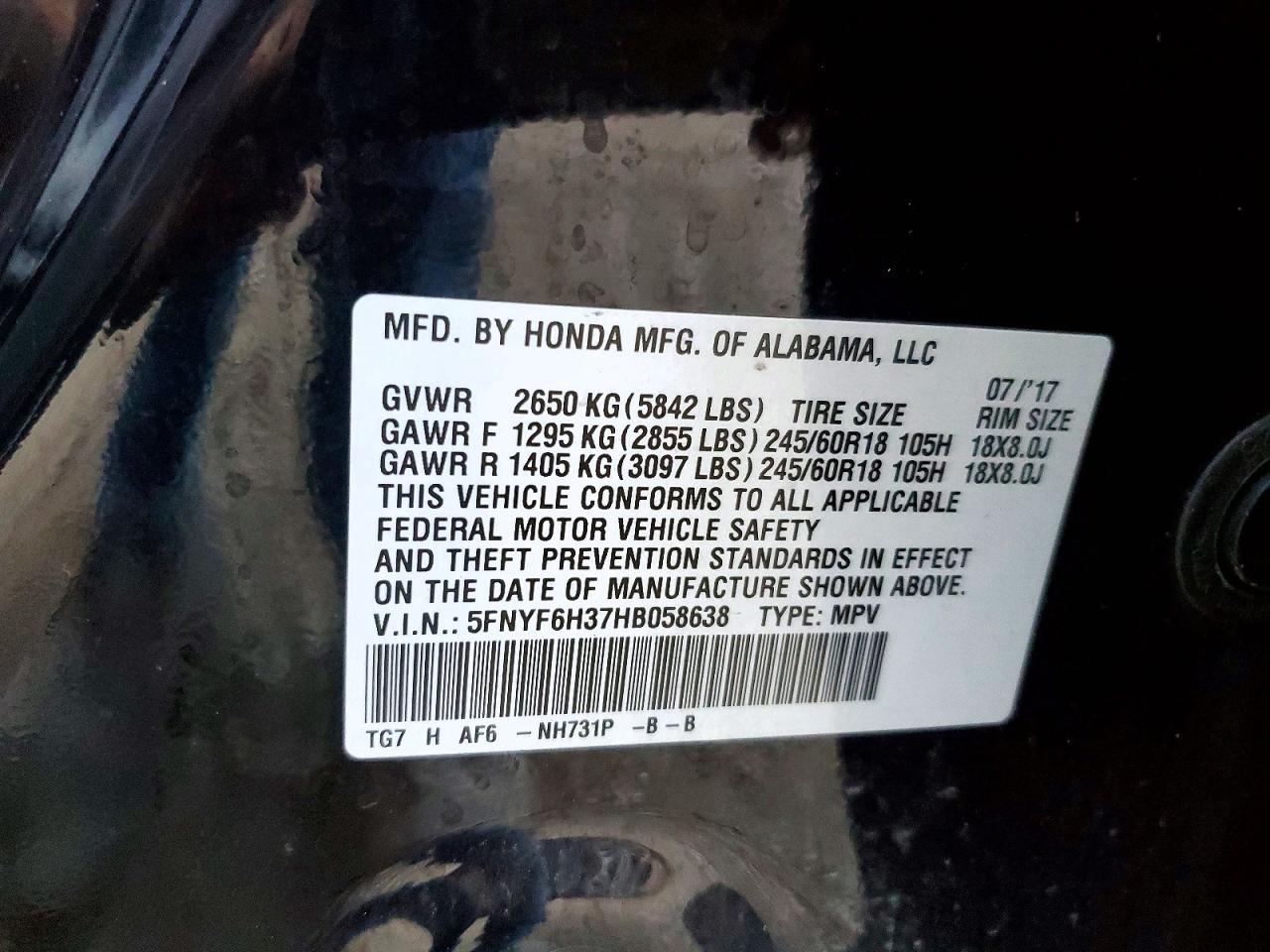 2017 HONDA PILOT