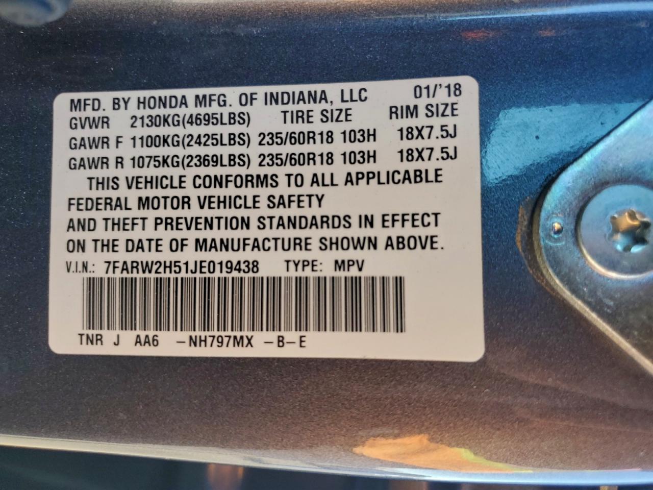 2018 HONDA CRV
