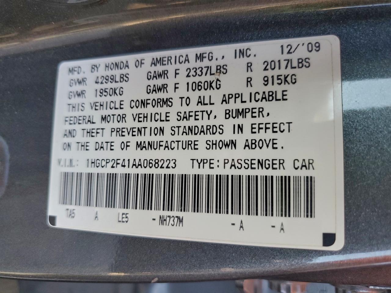 2010 HONDA ACCORD