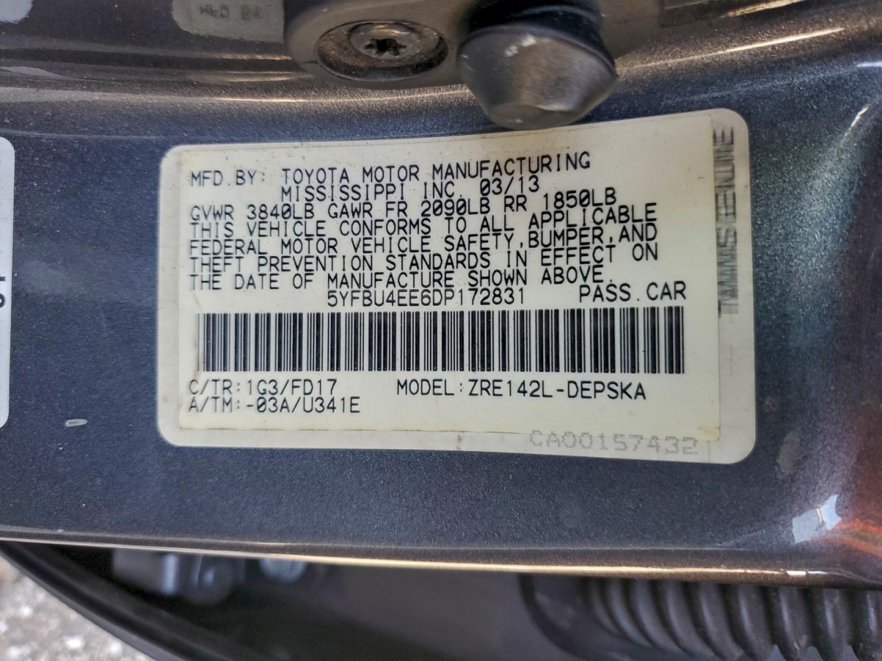2013 TOYOTA COROLLA
