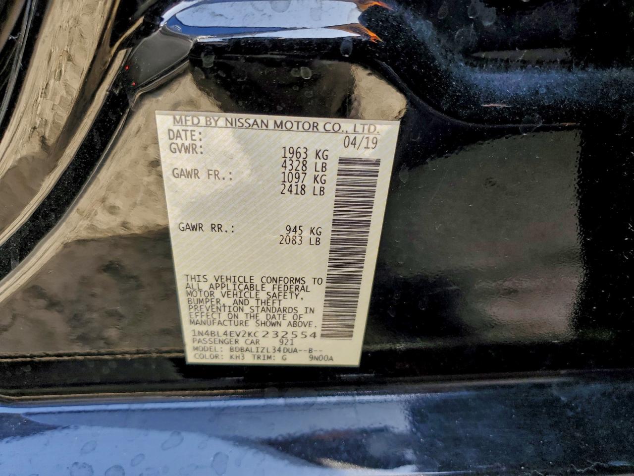 2019 NISSAN ALTIMA