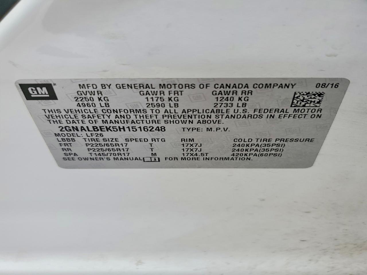 2017 CHEVROLET EQUINOX