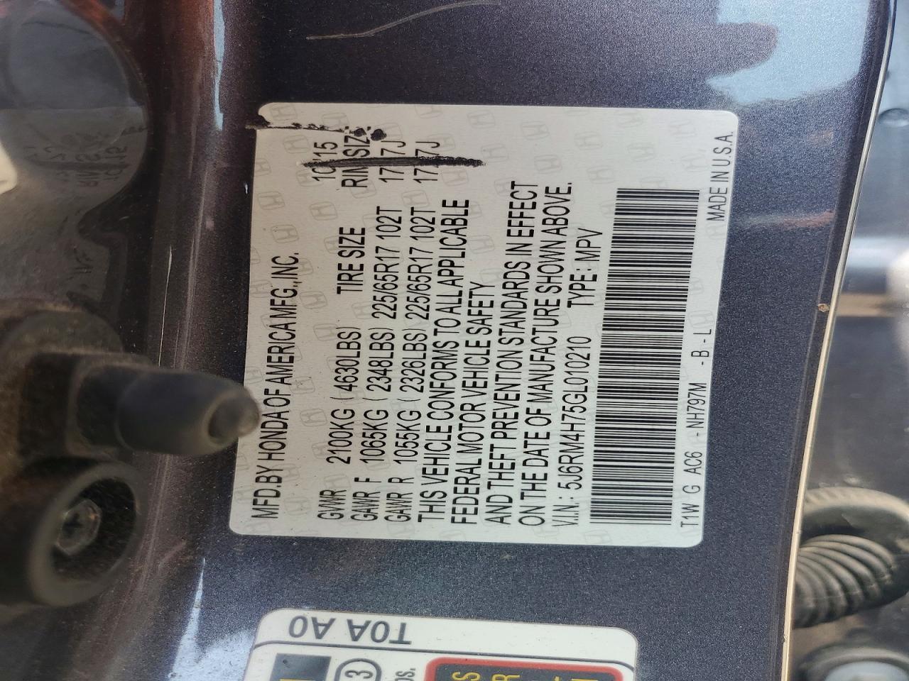 2016 HONDA CRV