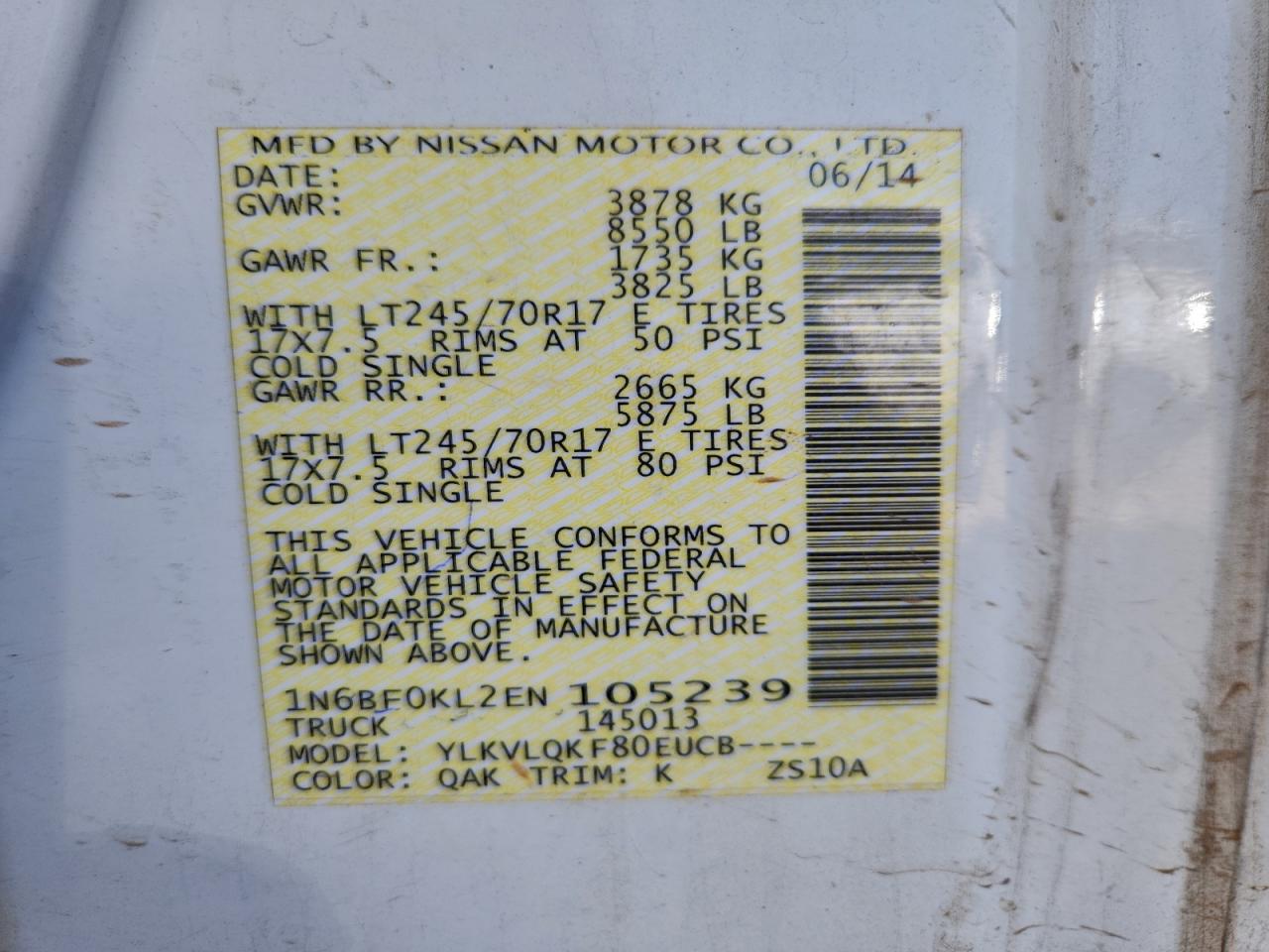2014 NISSAN NV
