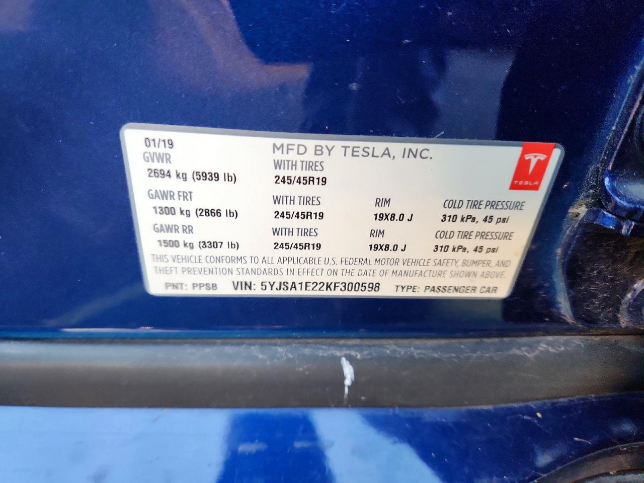 2019 TESLA MODEL S