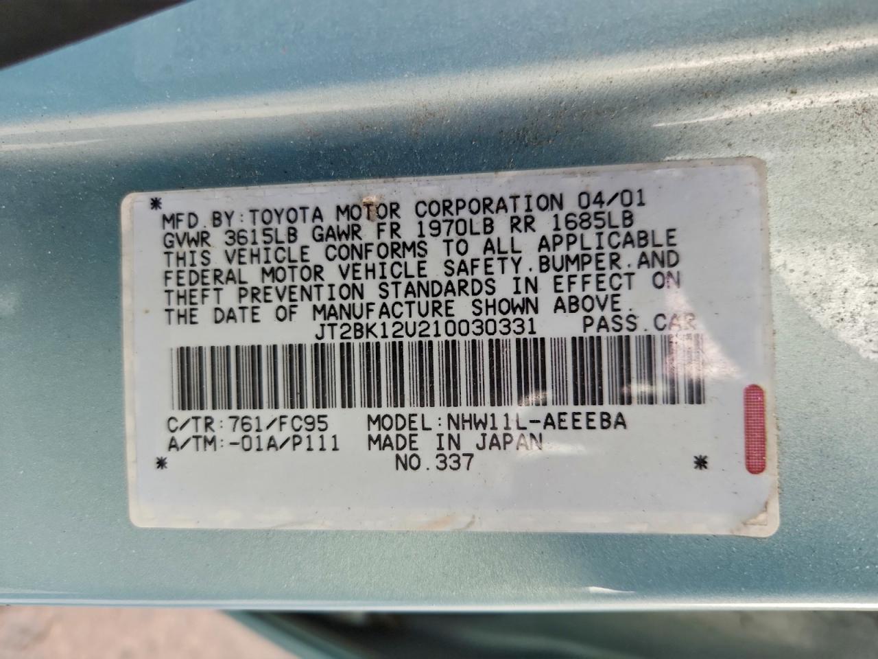 2001 TOYOTA PRIUS
