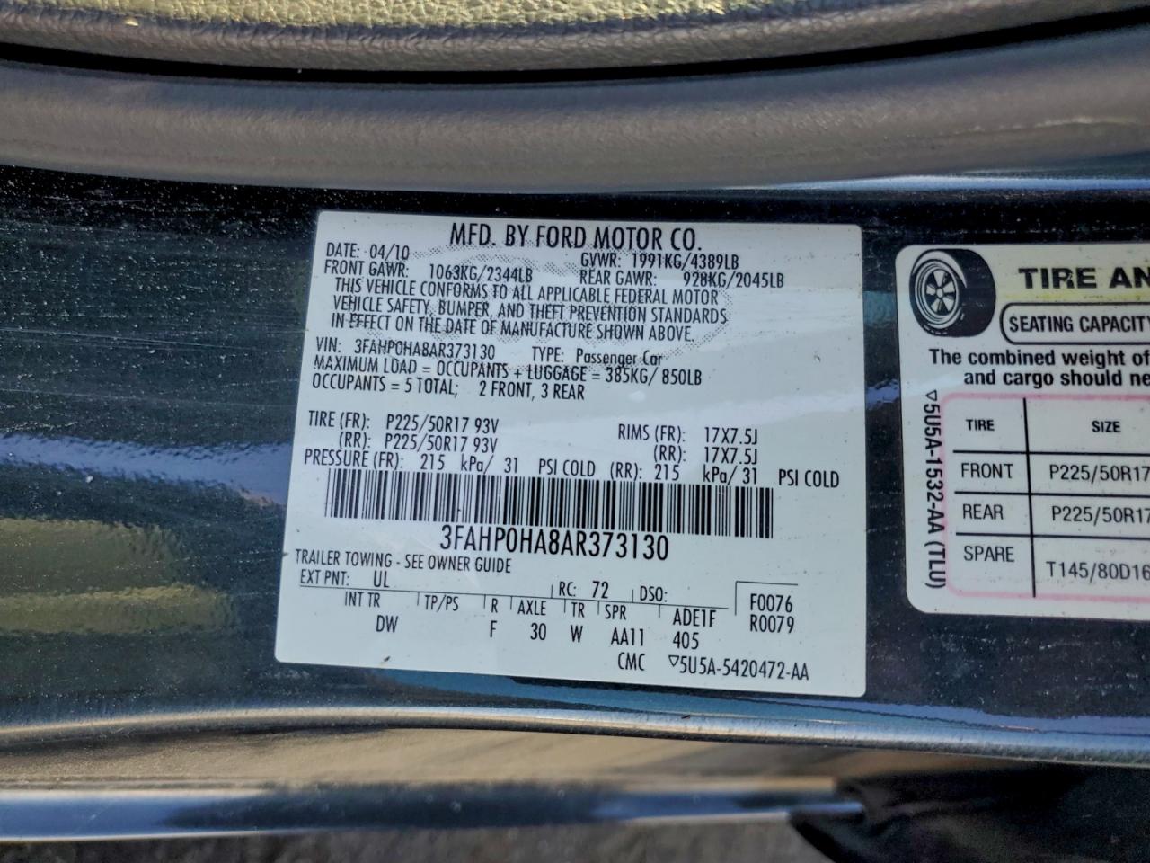 2010 FORD FUSION