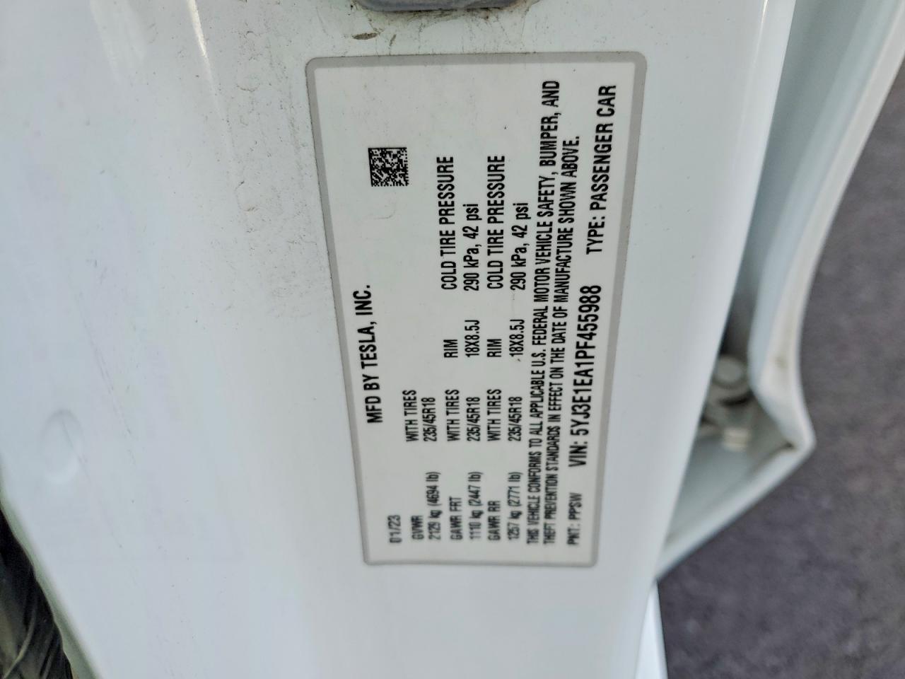 2023 TESLA MODEL 3