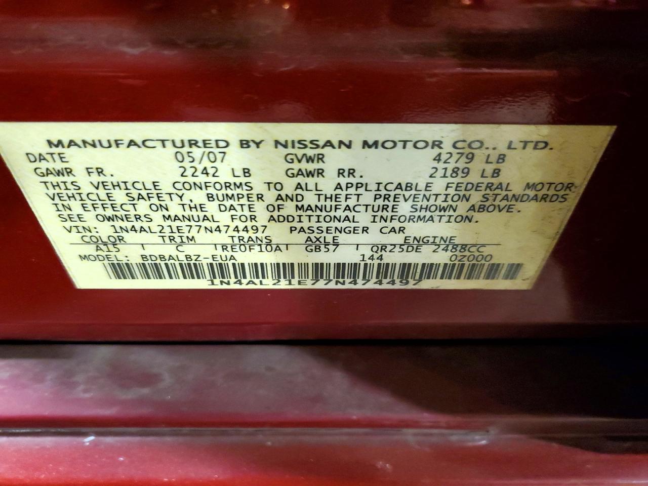 2007 NISSAN ALTIMA