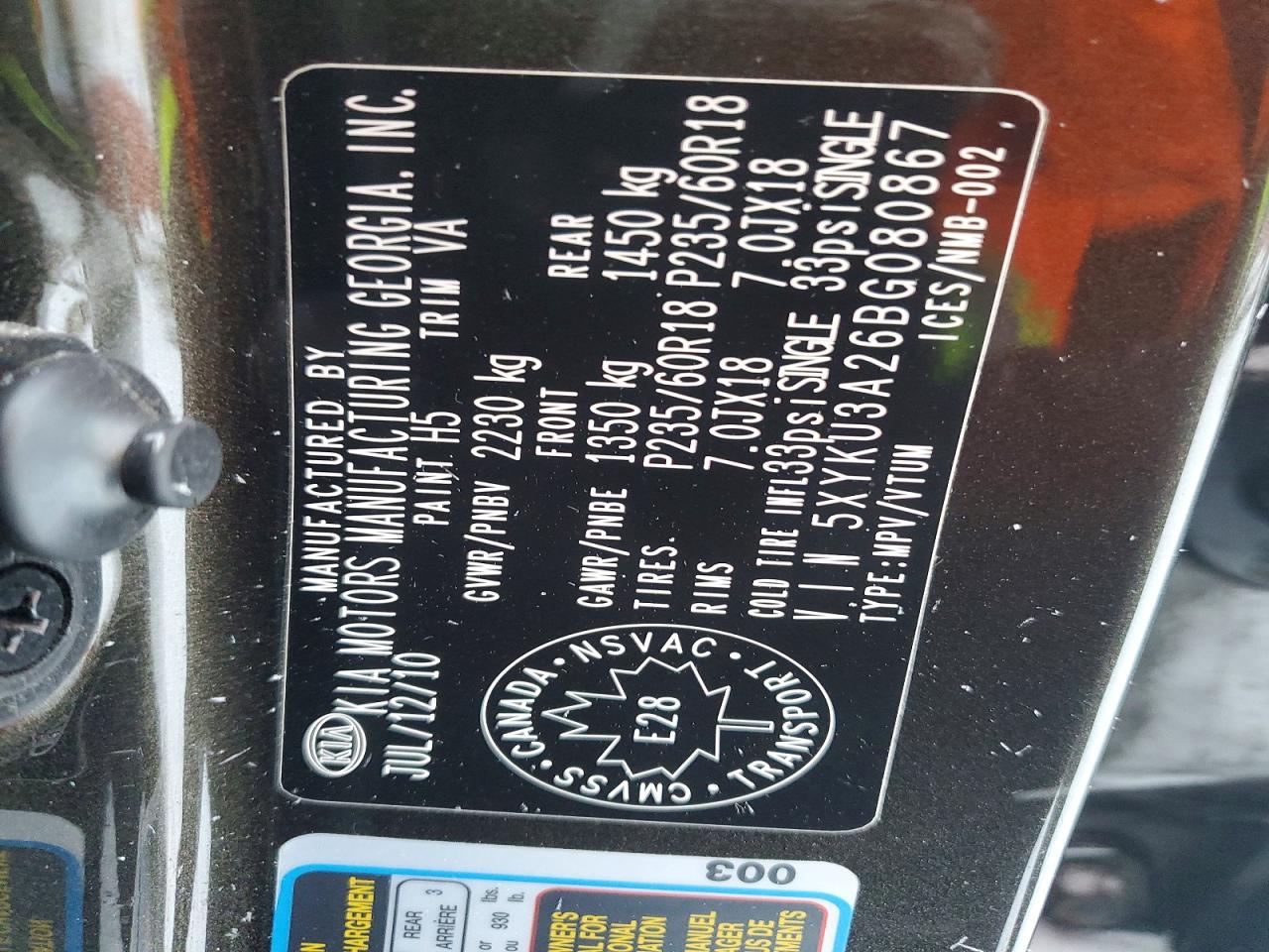 2011 KIA SORENTO