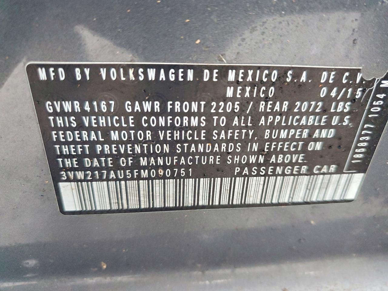 2015 VOLKSWAGEN GOLF