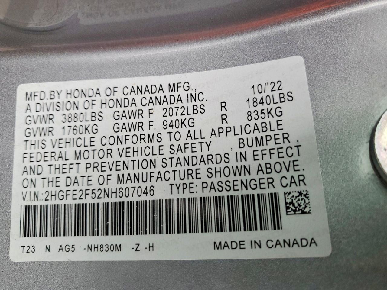 2022 HONDA CIVIC