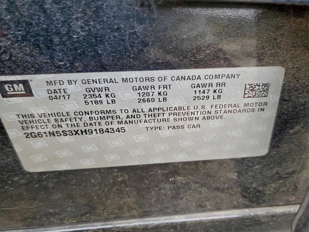 2017 CADILLAC XTS