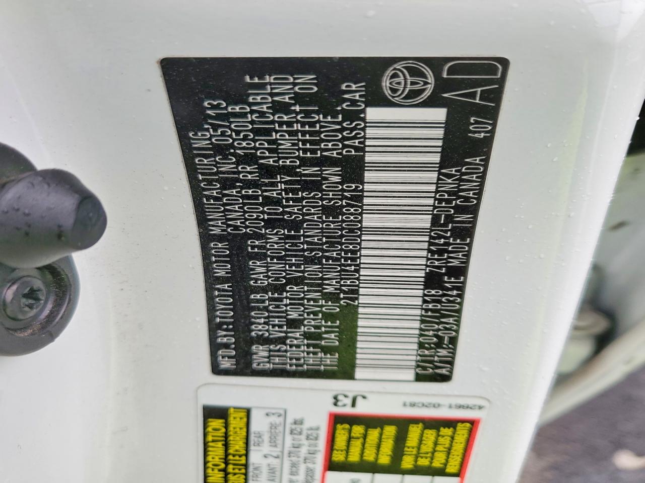 2013 TOYOTA COROLLA