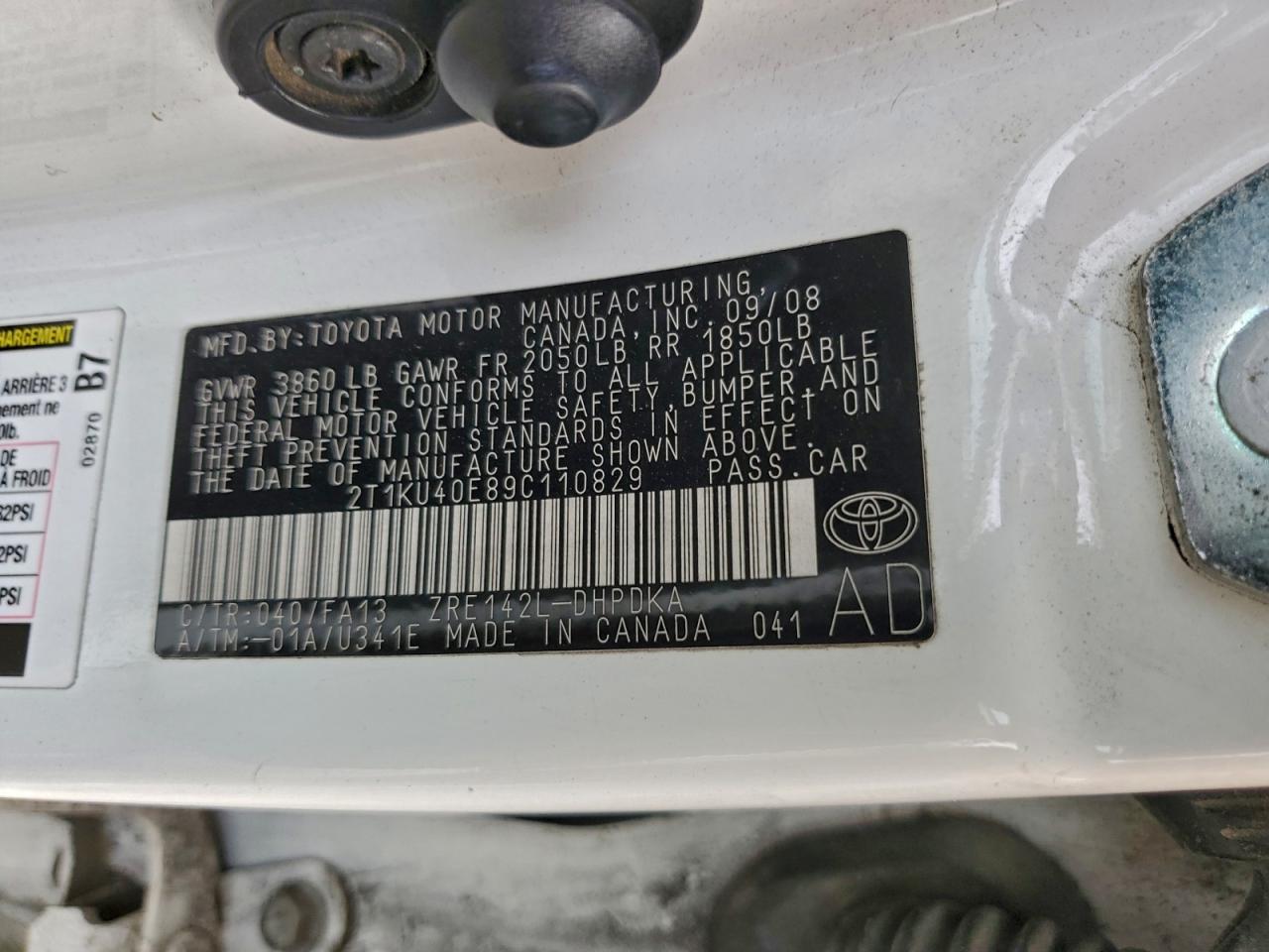 2009 TOYOTA COROLLA
