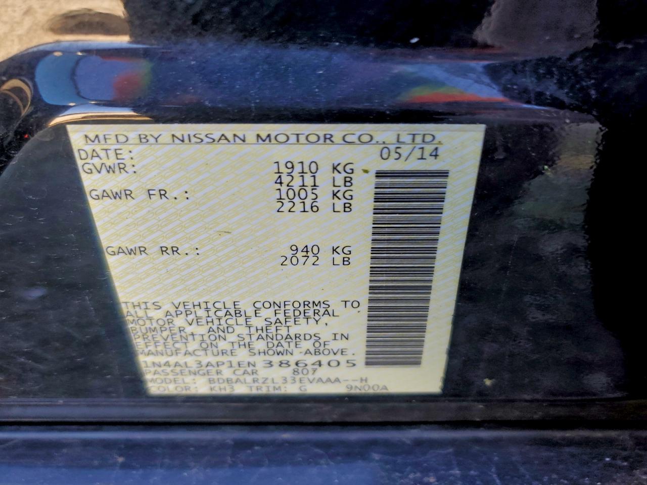 2014 NISSAN ALTIMA