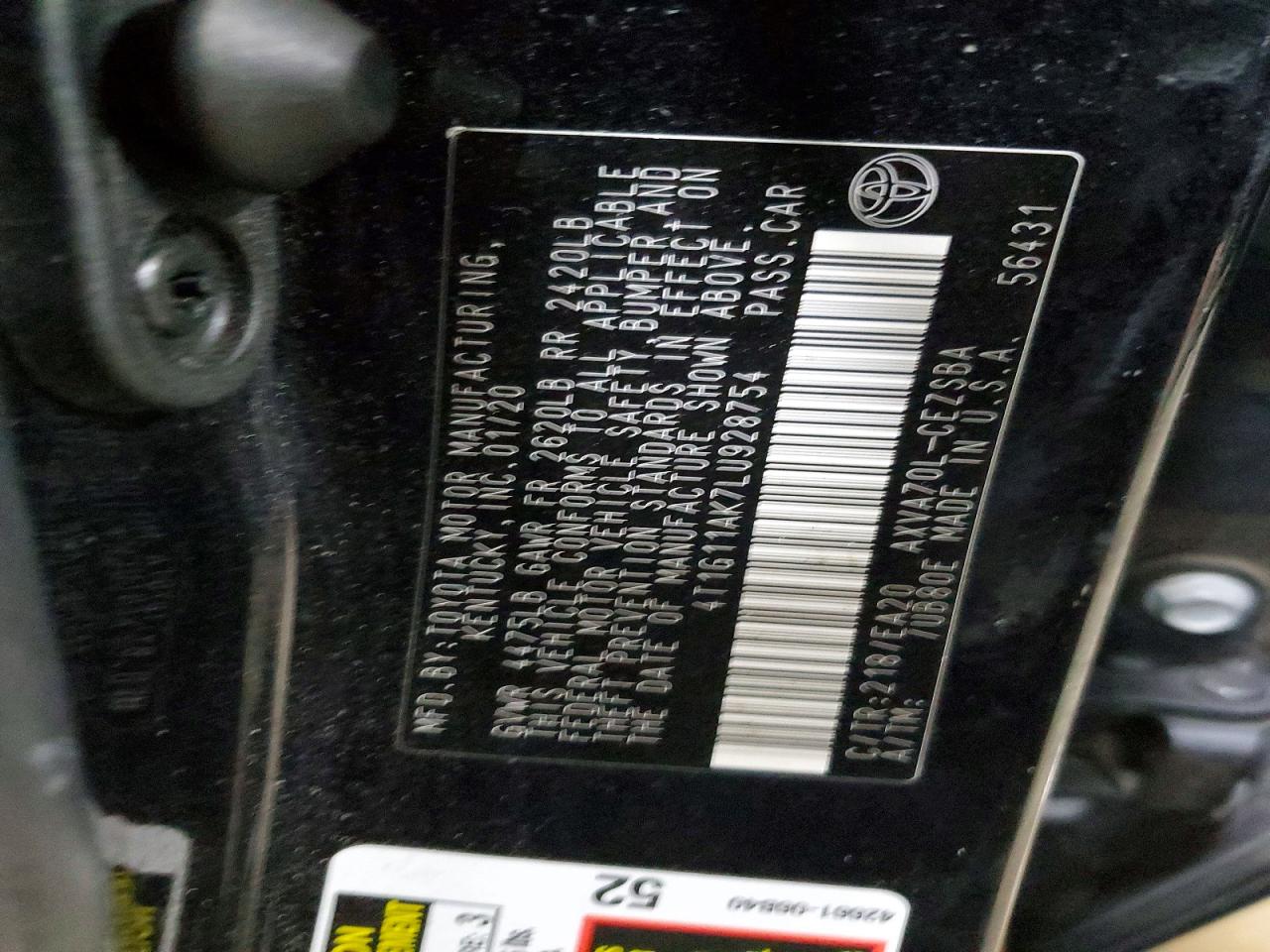 2020 TOYOTA CAMRY