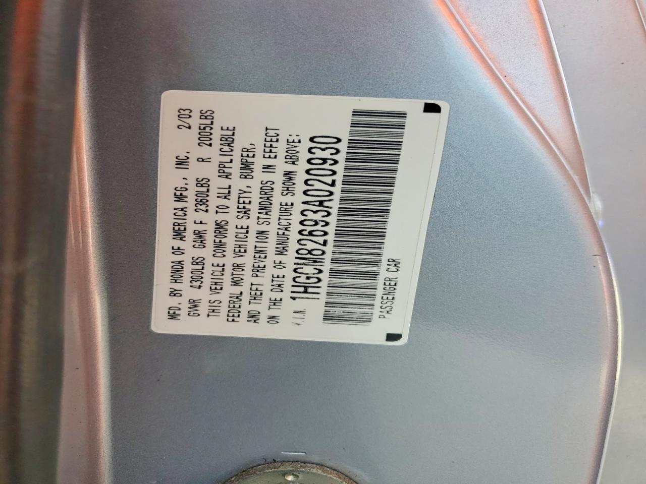 2003 HONDA ACCORD