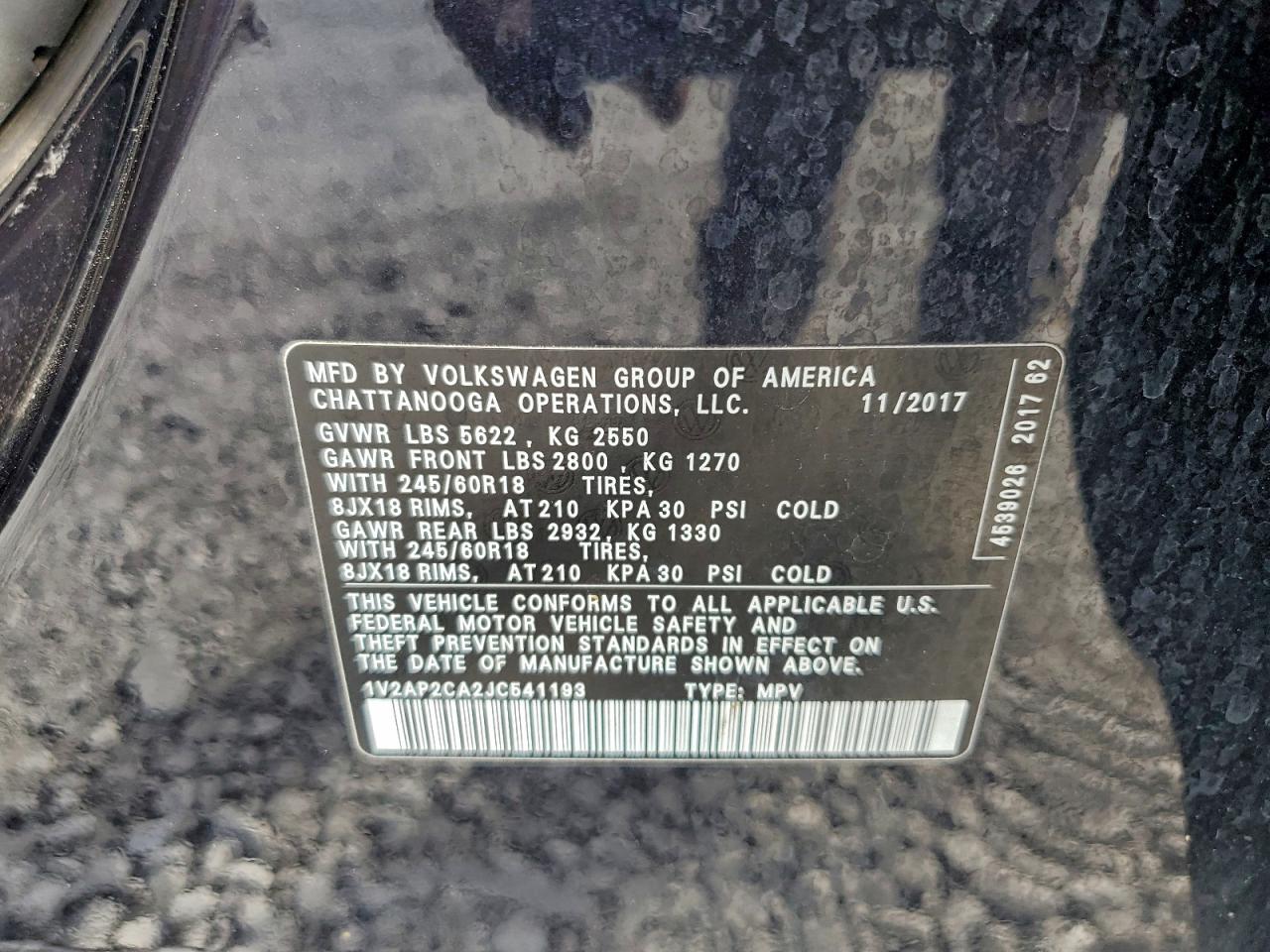 2018 VOLKSWAGEN ATLAS