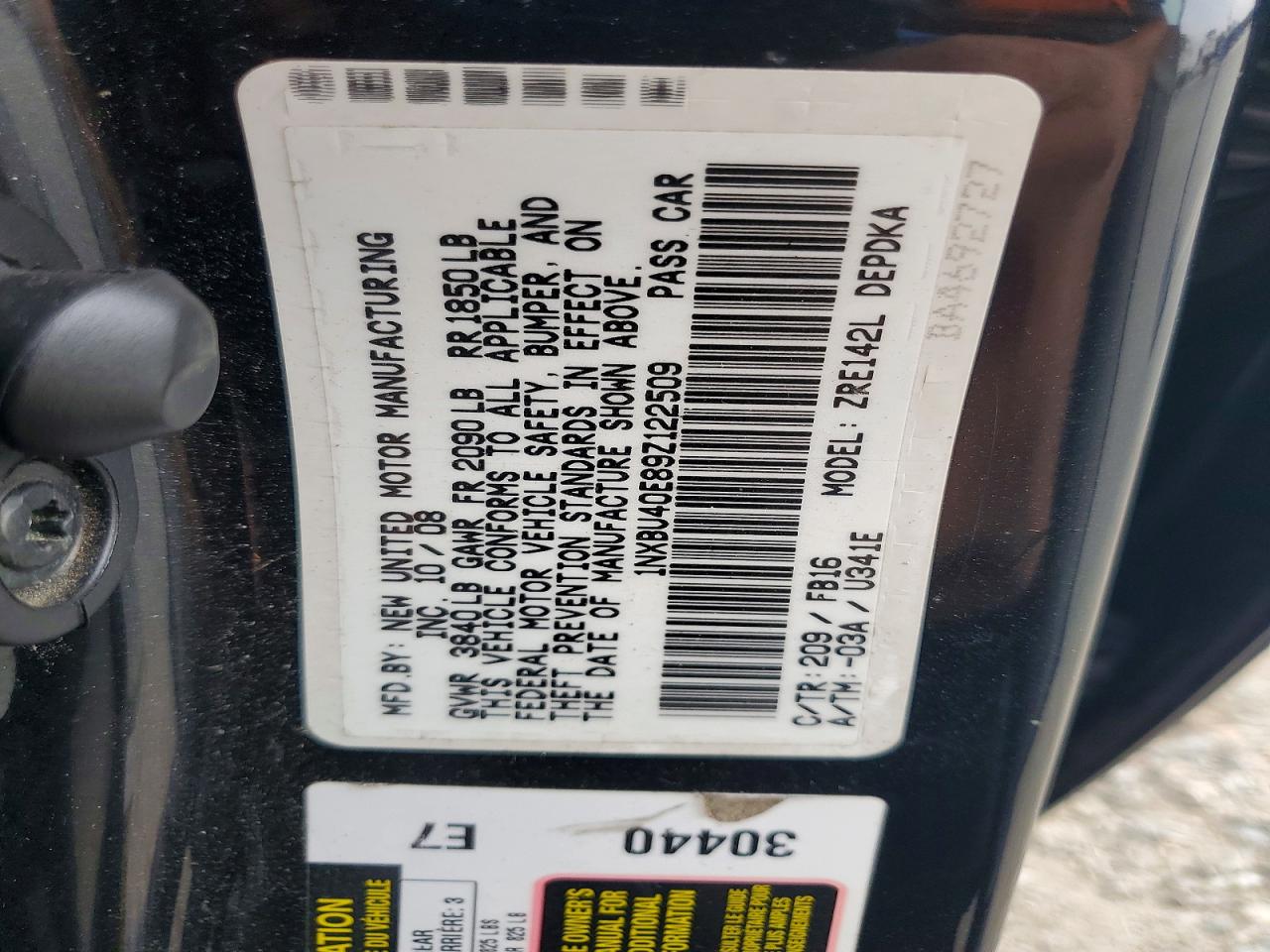 2009 TOYOTA COROLLA