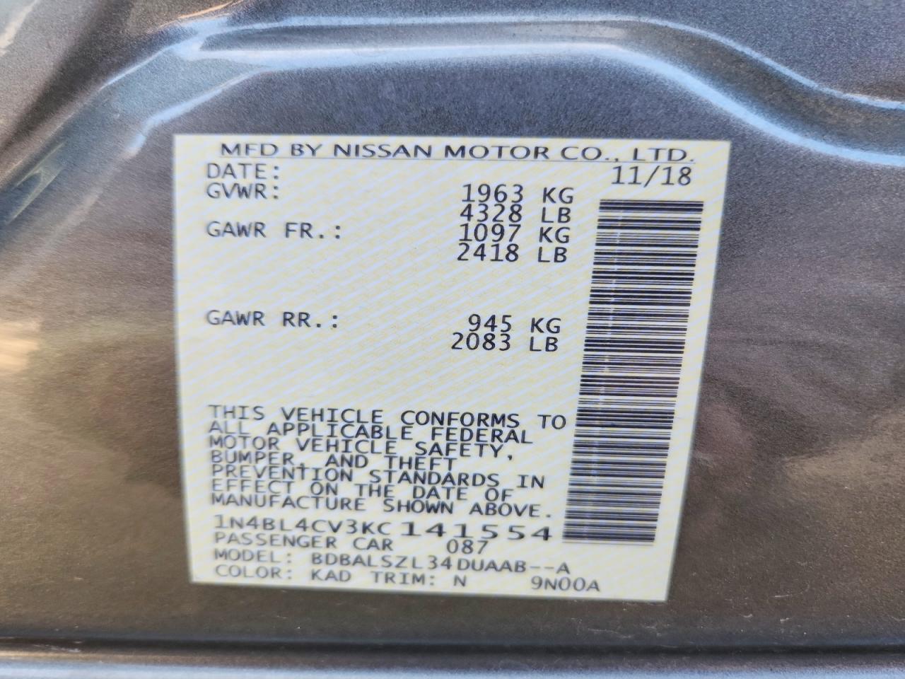 2019 NISSAN ALTIMA