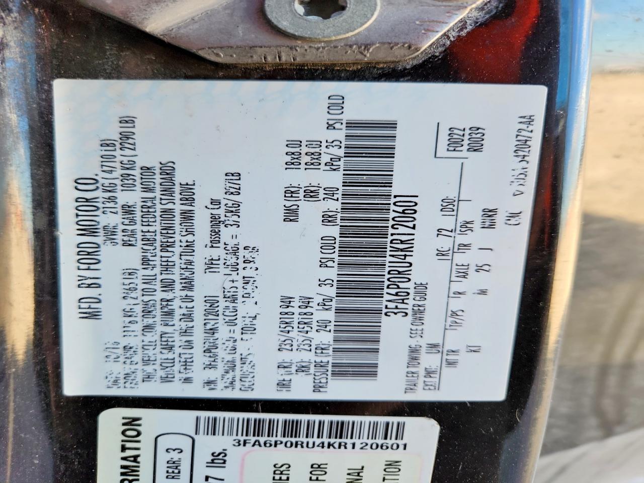 2019 FORD FUSION