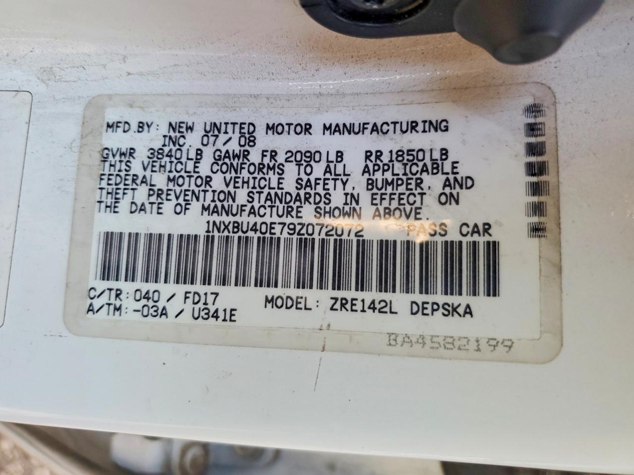 2009 TOYOTA COROLLA