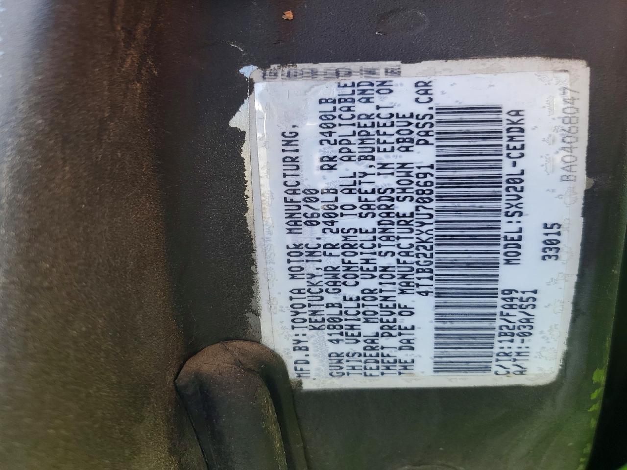 2000 TOYOTA CAMRY CE V