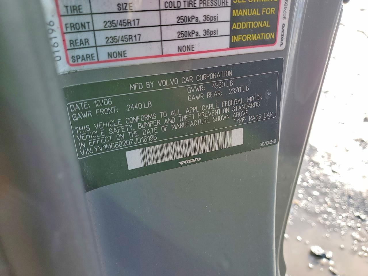 2007 VOLVO C70